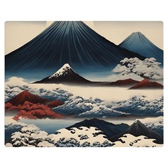 Hokusai Moutains Japan Premium Plush Fleece Blanket (medium) by Bedest