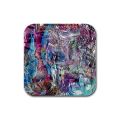Layered Waves Rubber Square Coaster (4 Pack) by kaleidomarblingart