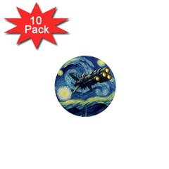 Spaceship Starry Night Van Gogh Painting 1  Mini Magnet (10 Pack)  by Maspions