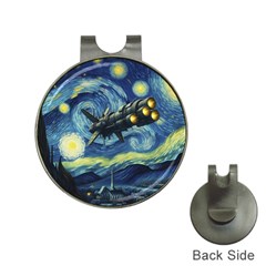 Spaceship Starry Night Van Gogh Painting Hat Clips With Golf Markers by Maspions