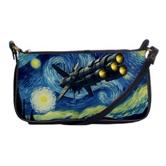 Spaceship Starry Night Van Gogh Painting Shoulder Clutch Bag