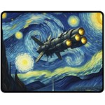 Spaceship Starry Night Van Gogh Painting Fleece Blanket (Medium) 60 x50  Blanket Front