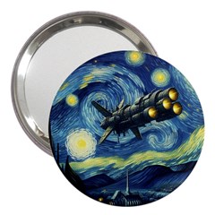 Spaceship Starry Night Van Gogh Painting 3  Handbag Mirrors