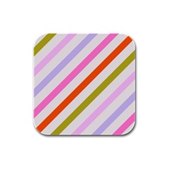 Lines Geometric Background Rubber Square Coaster (4 Pack)