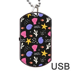 Sea Shells Pattern Wallpaper Fish Dog Tag Usb Flash (one Side)