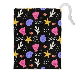 Sea Shells Pattern Wallpaper Fish Drawstring Pouch (5xl)