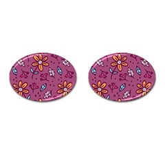 Flowers Petals Leaves Foliage Cufflinks (oval)