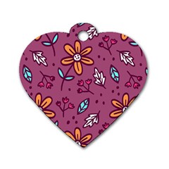 Flowers Petals Leaves Foliage Dog Tag Heart (two Sides)