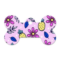 Flowers Petals Pineapples Fruit Dog Tag Bone (two Sides)