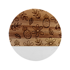 Flowers Petals Pineapples Fruit Marble Wood Coaster (round)