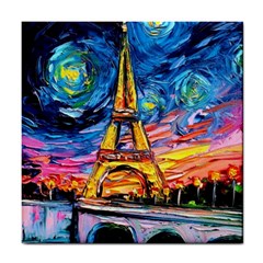 Eiffel Tower Starry Night Print Van Gogh Tile Coaster