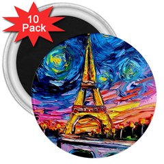 Eiffel Tower Starry Night Print Van Gogh 3  Magnets (10 Pack)  by Maspions