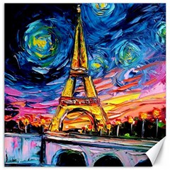 Eiffel Tower Starry Night Print Van Gogh Canvas 20  X 20  by Maspions