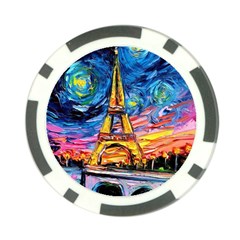 Eiffel Tower Starry Night Print Van Gogh Poker Chip Card Guard