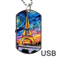 Eiffel Tower Starry Night Print Van Gogh Dog Tag Usb Flash (two Sides)