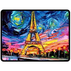 Eiffel Tower Starry Night Print Van Gogh Two Sides Fleece Blanket (large) by Maspions