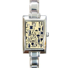 Elegant Hairdresser Pattern Cream Rectangle Italian Charm Watch by TetiBright