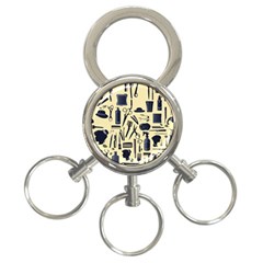 Elegant Hairdresser Pattern Cream 3-ring Key Chain by TetiBright