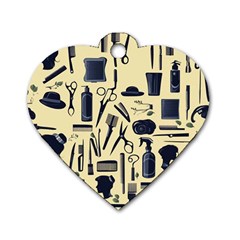 Elegant Hairdresser Pattern Cream Dog Tag Heart (one Side) by TetiBright