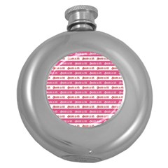Breathe In Life, Breathe Out Love Text Motif Pattern Round Hip Flask (5 Oz)