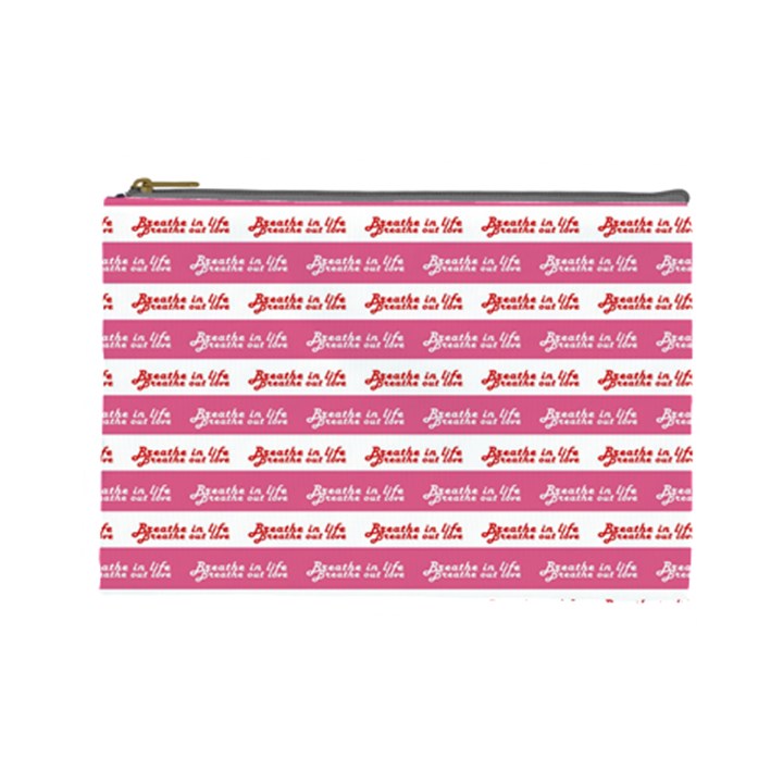 Breathe in life, breathe out love text motif pattern Cosmetic Bag (Large)