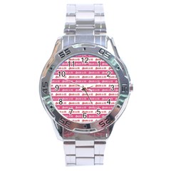 Breathe In Life, Breathe Out Love Text Motif Pattern Stainless Steel Analogue Watch by dflcprintsclothing