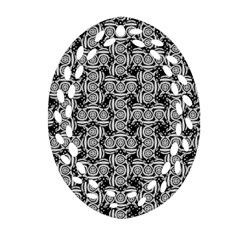 Ethnic Symbols Motif Black And White Pattern Ornament (oval Filigree) by dflcprintsclothing