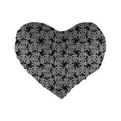 Ethnic Symbols Motif Black And White Pattern Standard 16  Premium Heart Shape Cushions by dflcprintsclothing