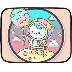 Boy Astronaut Cotton Candy Childhood Fantasy Tale Literature Planet Universe Kawaii Nature Cute Clou Fleece Blanket (mini) by Maspions