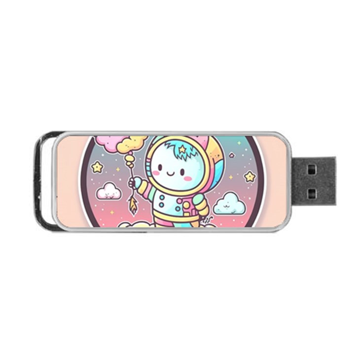 Boy Astronaut Cotton Candy Childhood Fantasy Tale Literature Planet Universe Kawaii Nature Cute Clou Portable USB Flash (Two Sides)