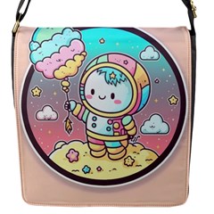 Boy Astronaut Cotton Candy Childhood Fantasy Tale Literature Planet Universe Kawaii Nature Cute Clou Flap Closure Messenger Bag (s)