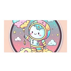 Boy Astronaut Cotton Candy Childhood Fantasy Tale Literature Planet Universe Kawaii Nature Cute Clou Satin Wrap 35  X 70  by Maspions