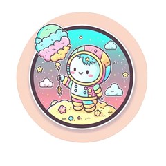 Boy Astronaut Cotton Candy Childhood Fantasy Tale Literature Planet Universe Kawaii Nature Cute Clou Mini Round Pill Box