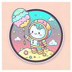 Boy Astronaut Cotton Candy Childhood Fantasy Tale Literature Planet Universe Kawaii Nature Cute Clou Wooden Puzzle Square