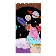 Girl Bed Space Planets Spaceship Rocket Astronaut Galaxy Universe Cosmos Woman Dream Imagination Bed Shower Curtain 36  X 72  (stall) 