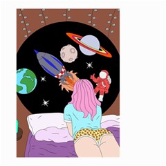 Girl Bed Space Planets Spaceship Rocket Astronaut Galaxy Universe Cosmos Woman Dream Imagination Bed Small Garden Flag (two Sides)