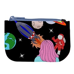 Girl Bed Space Planets Spaceship Rocket Astronaut Galaxy Universe Cosmos Woman Dream Imagination Bed Large Coin Purse