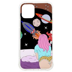 Girl Bed Space Planets Spaceship Rocket Astronaut Galaxy Universe Cosmos Woman Dream Imagination Bed Iphone 12/12 Pro Tpu Uv Print Case by Maspions