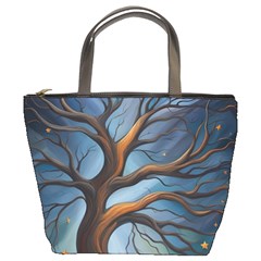 Tree Branches Mystical Moon Expressionist Oil Painting Acrylic Painting Abstract Nature Moonlight Ni Bucket Bag