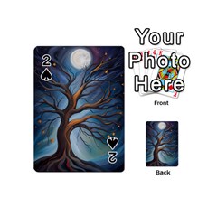 Tree Branches Mystical Moon Expressionist Oil Painting Acrylic Painting Abstract Nature Moonlight Ni Playing Cards 54 Designs (mini)