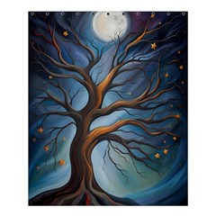 Tree Branches Mystical Moon Expressionist Oil Painting Acrylic Painting Abstract Nature Moonlight Ni Shower Curtain 60  X 72  (medium)  by Maspions