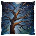 Tree Branches Mystical Moon Expressionist Oil Painting Acrylic Painting Abstract Nature Moonlight Ni Large Premium Plush Fleece Cushion Case (Two Sides) Front