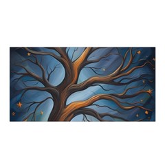 Tree Branches Mystical Moon Expressionist Oil Painting Acrylic Painting Abstract Nature Moonlight Ni Satin Wrap 35  X 70 