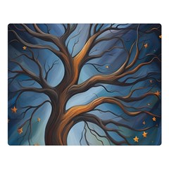 Tree Branches Mystical Moon Expressionist Oil Painting Acrylic Painting Abstract Nature Moonlight Ni Premium Plush Fleece Blanket (large)