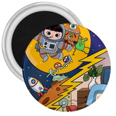 Astronaut Moon Monsters Spaceship Universe Space Cosmos 3  Magnets