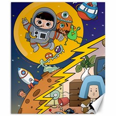 Astronaut Moon Monsters Spaceship Universe Space Cosmos Canvas 8  X 10 