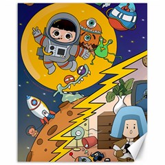 Astronaut Moon Monsters Spaceship Universe Space Cosmos Canvas 16  X 20  by Maspions