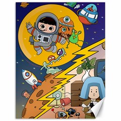 Astronaut Moon Monsters Spaceship Universe Space Cosmos Canvas 18  X 24 