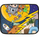 Astronaut Moon Monsters Spaceship Universe Space Cosmos Fleece Blanket (Mini) 35 x27  Blanket