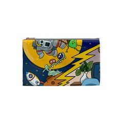 Astronaut Moon Monsters Spaceship Universe Space Cosmos Cosmetic Bag (small)